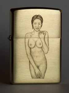 Nude engraving on Zippo