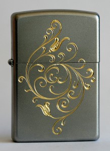 Chrome Zippo with bright cut engraving