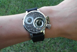 Wearing hand engraved watch